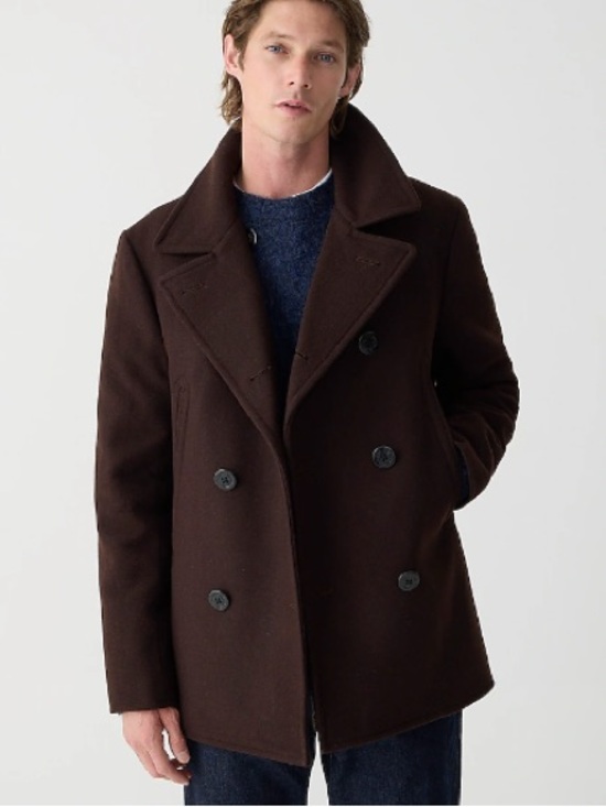 J. Crew Other - J.Crew Wool Blend Peacoat Brown PrimaLoft Double Breasted Coat Men’s Medium